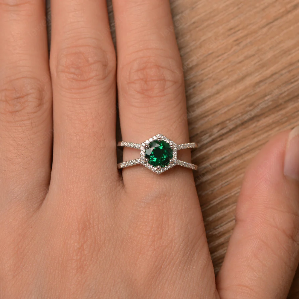 Emerald Hexagon Engagement Ring - Image 4