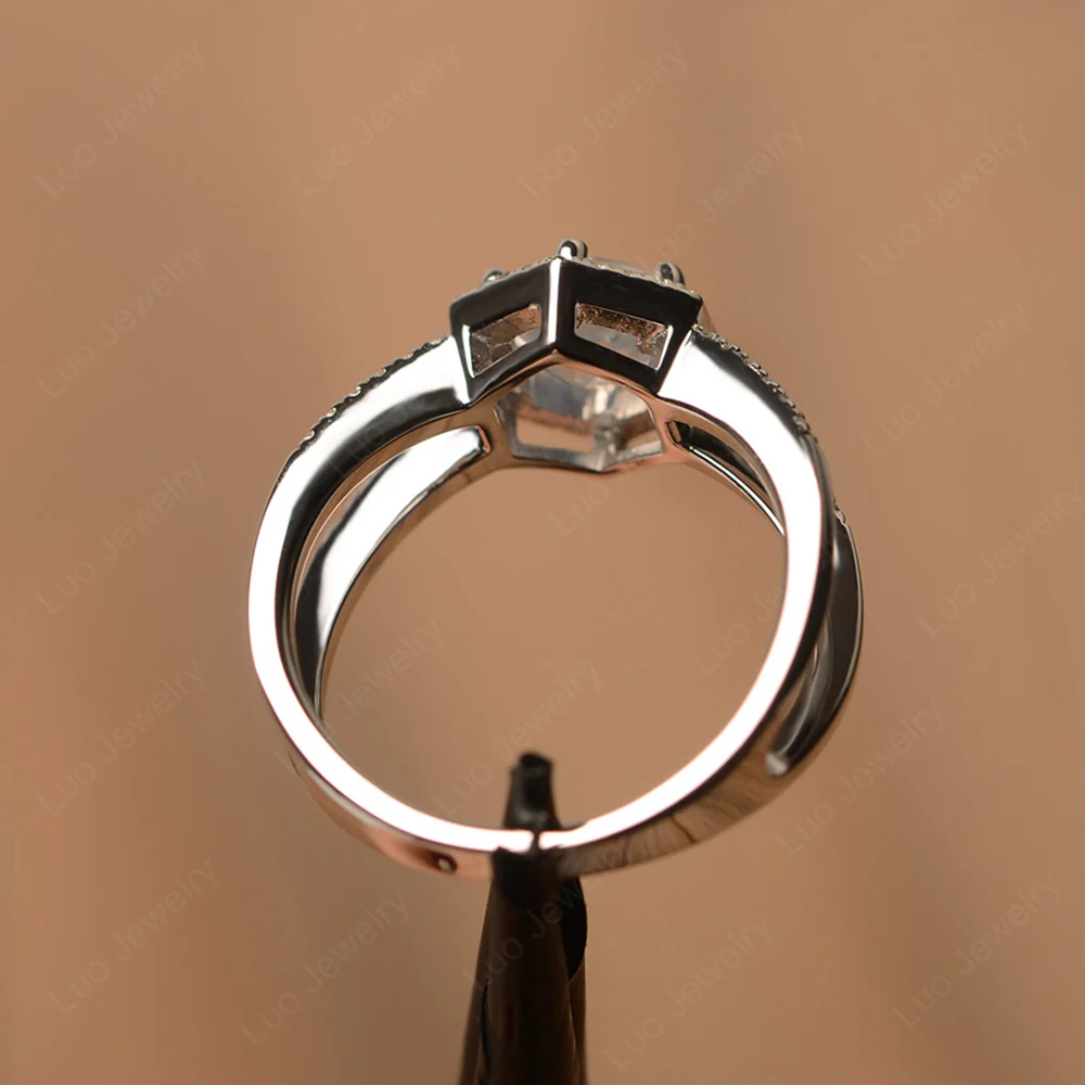 Moonstone Double Band Halo Ring - Image 3