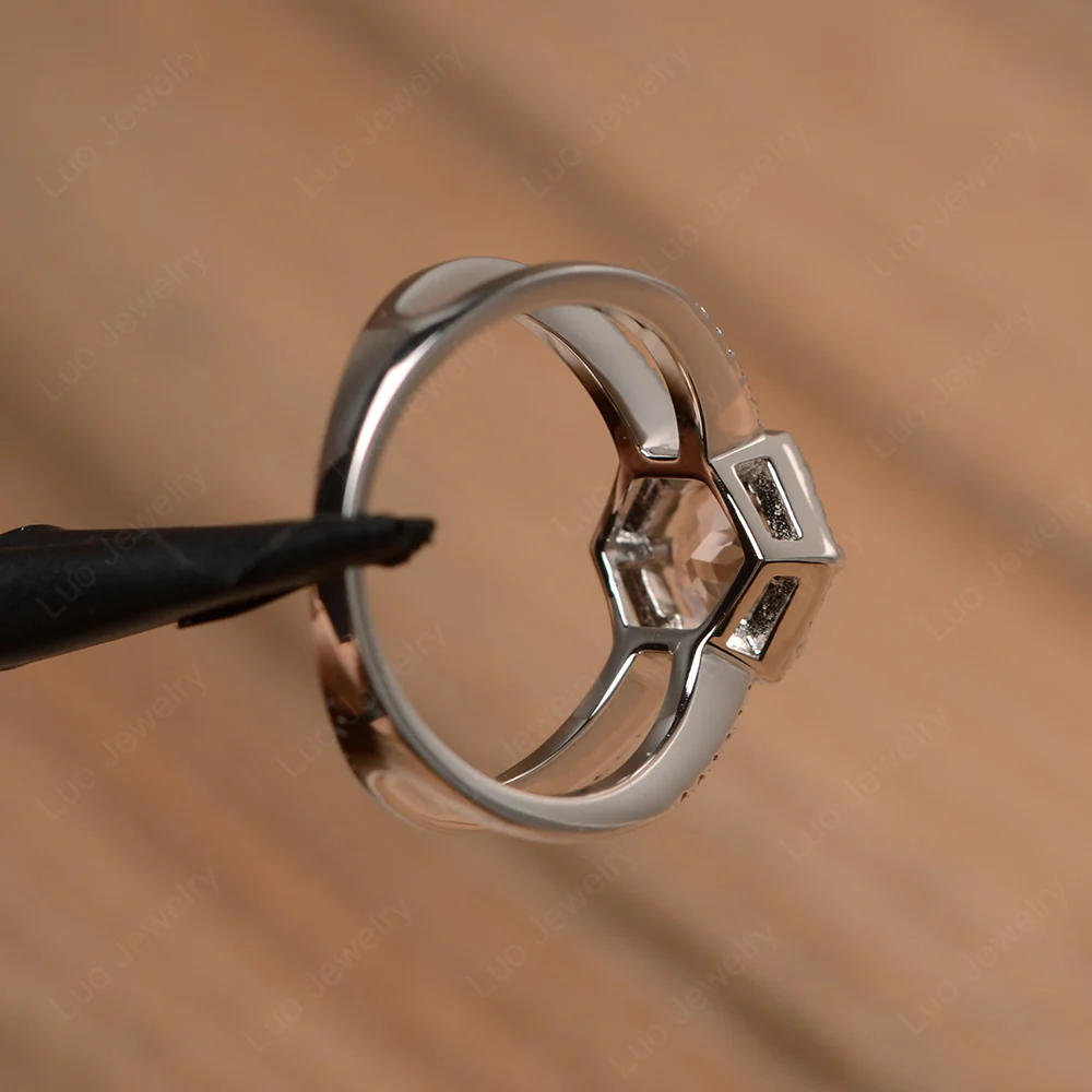 Morganite Hexagon Engagement Ring - Image 3