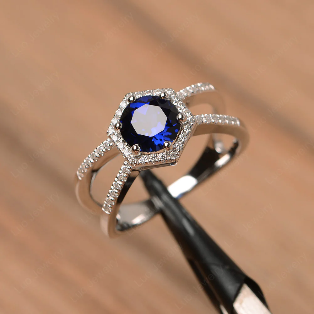 Sapphire Hexagon Engagement Ring