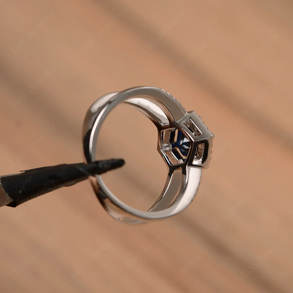 Sapphire Hexagon Engagement Ring - Image 3