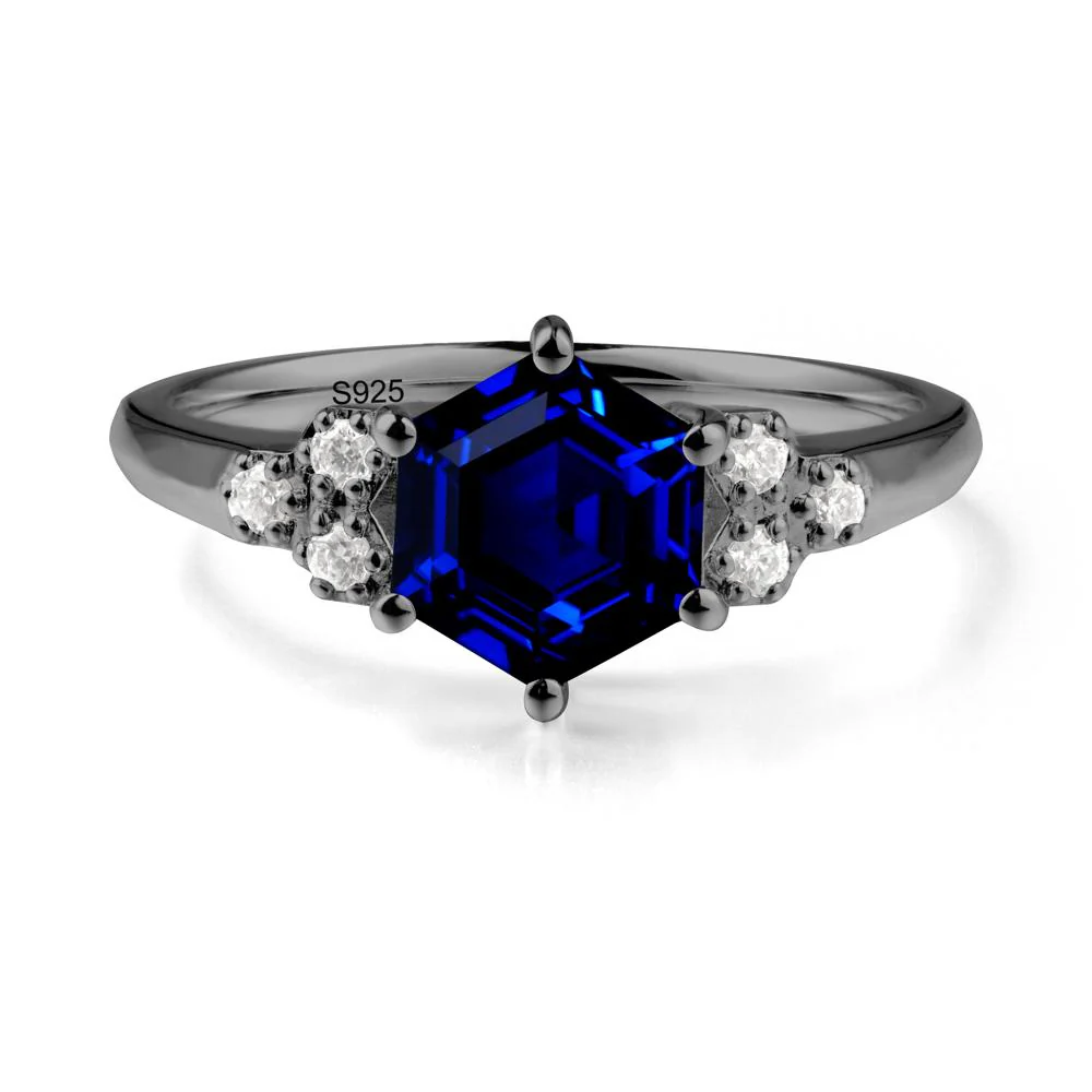 Hexagon Sapphire Statement Ring - Image 9