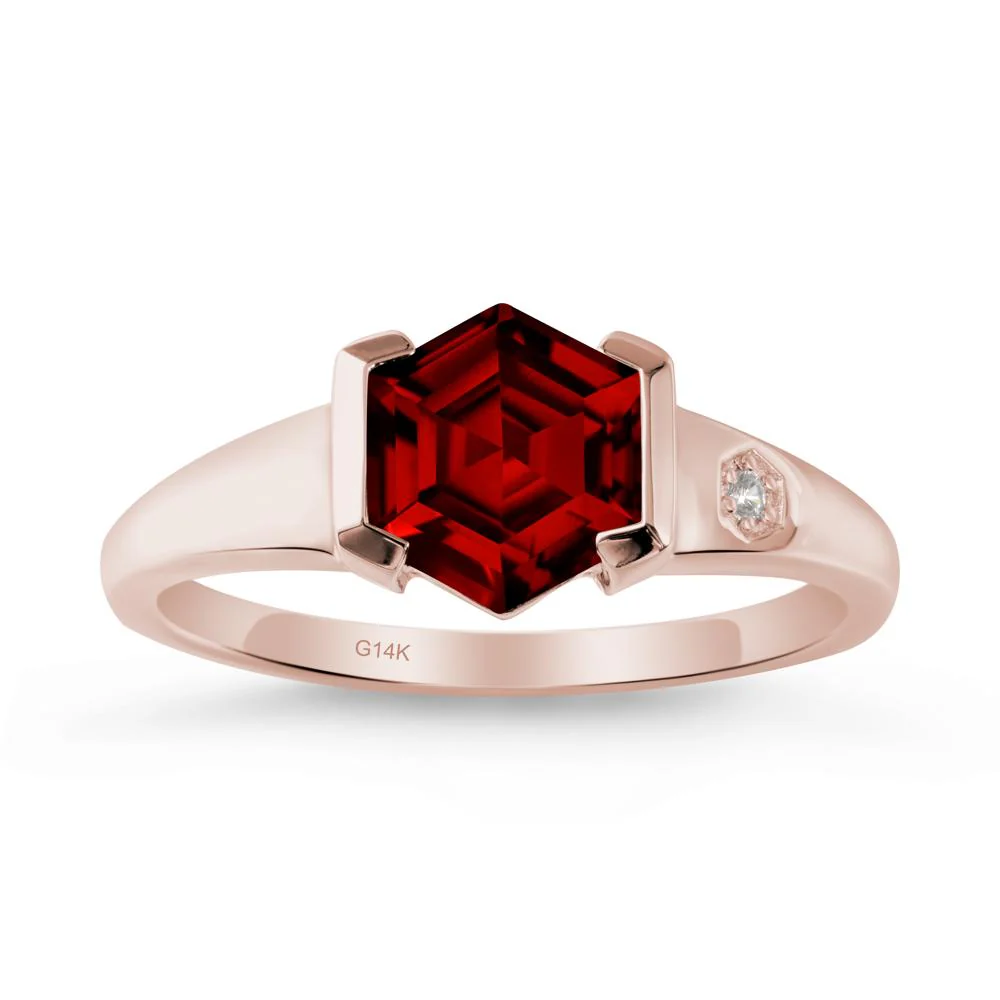 Hexagonal Garnet Ring with Half-Bezel Setting - Image 2