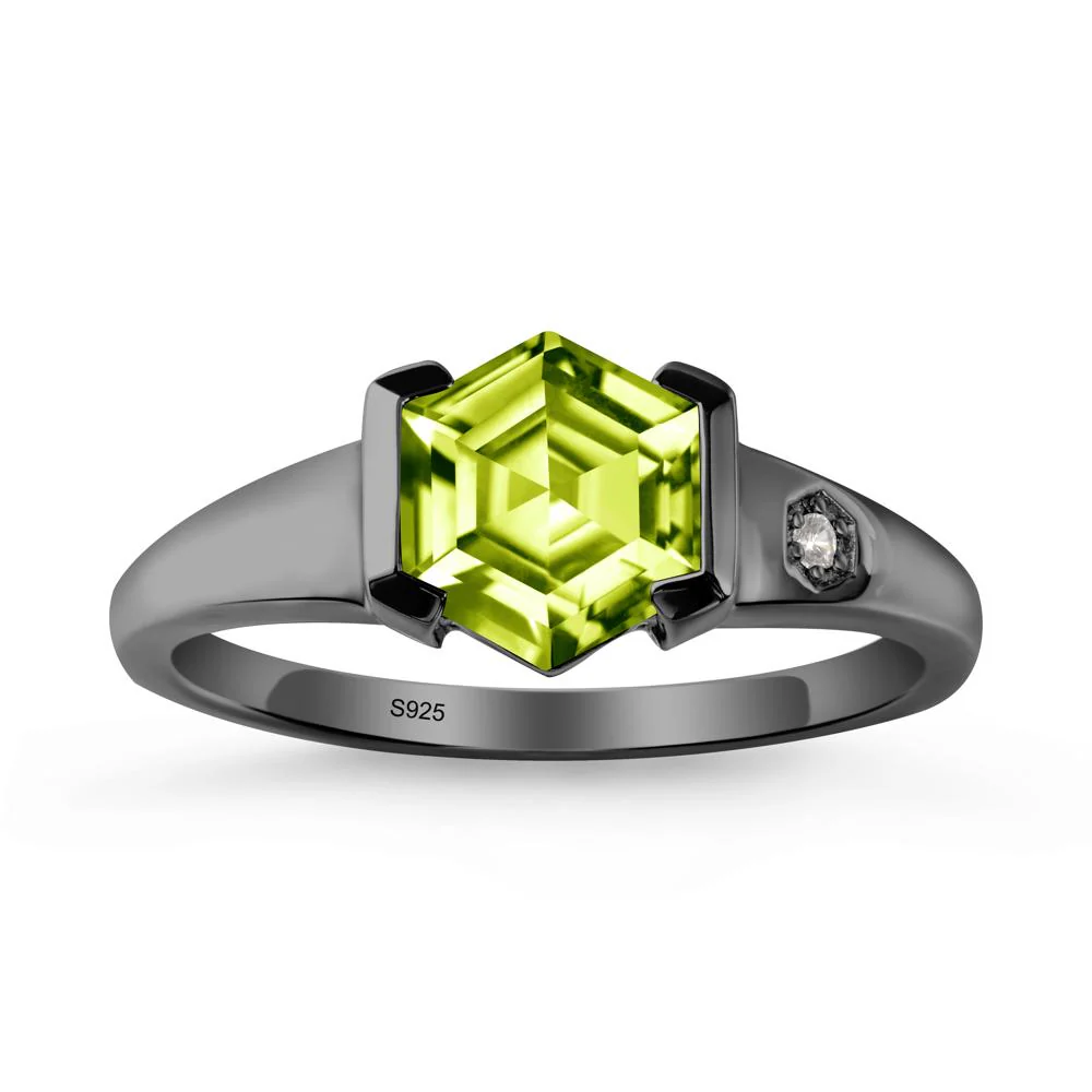 Half-Bezel Hexagonal Peridot Ring - Image 7