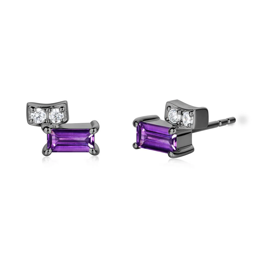 Horizon Tilted Baguette Amethyst Earrings - Image 8