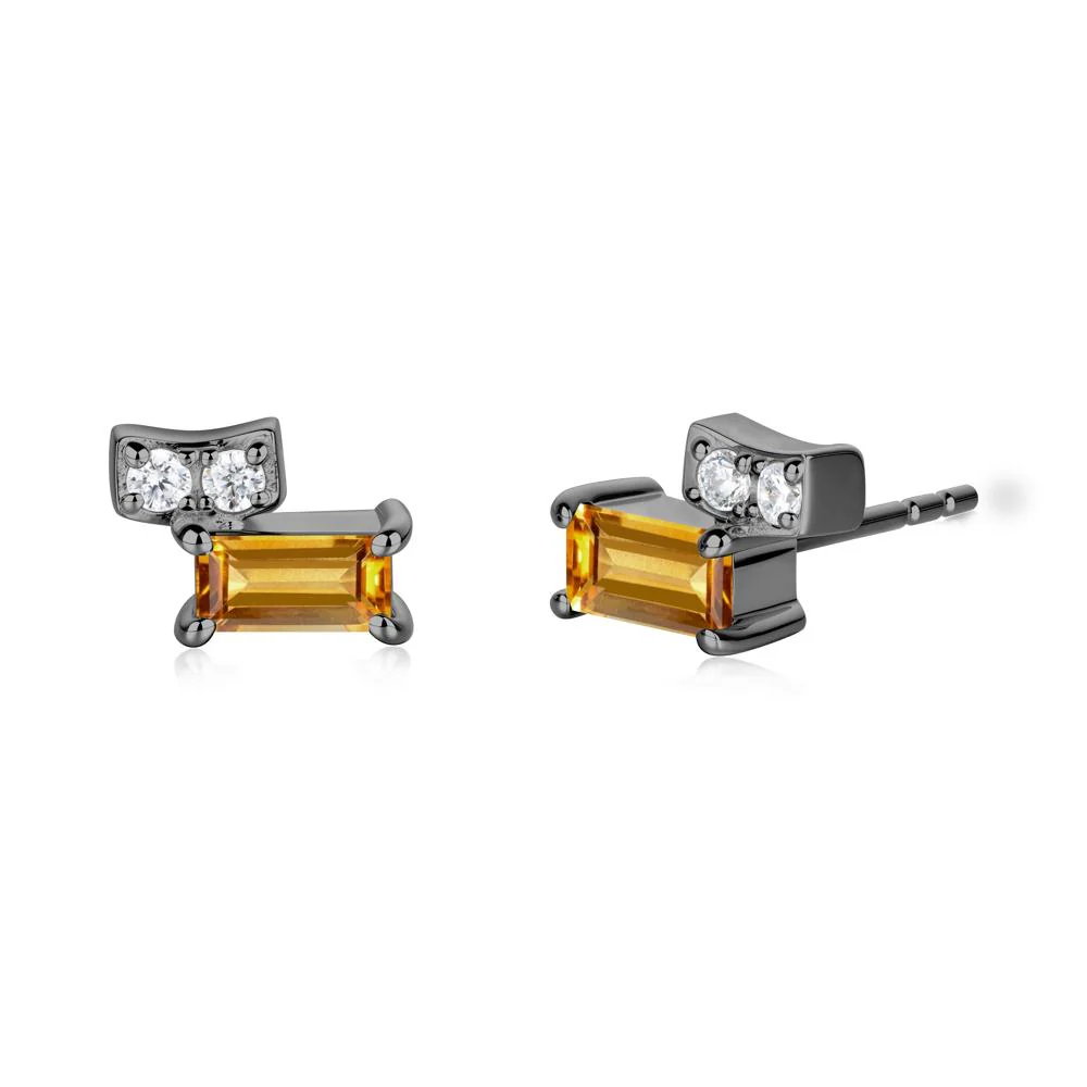 Horizon Tilted Baguette Citrine Earrings - Image 3