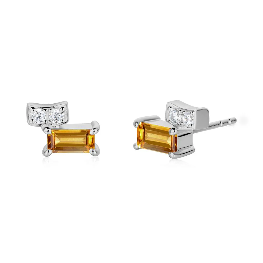 Horizon Tilted Baguette Citrine Earrings - Image 4