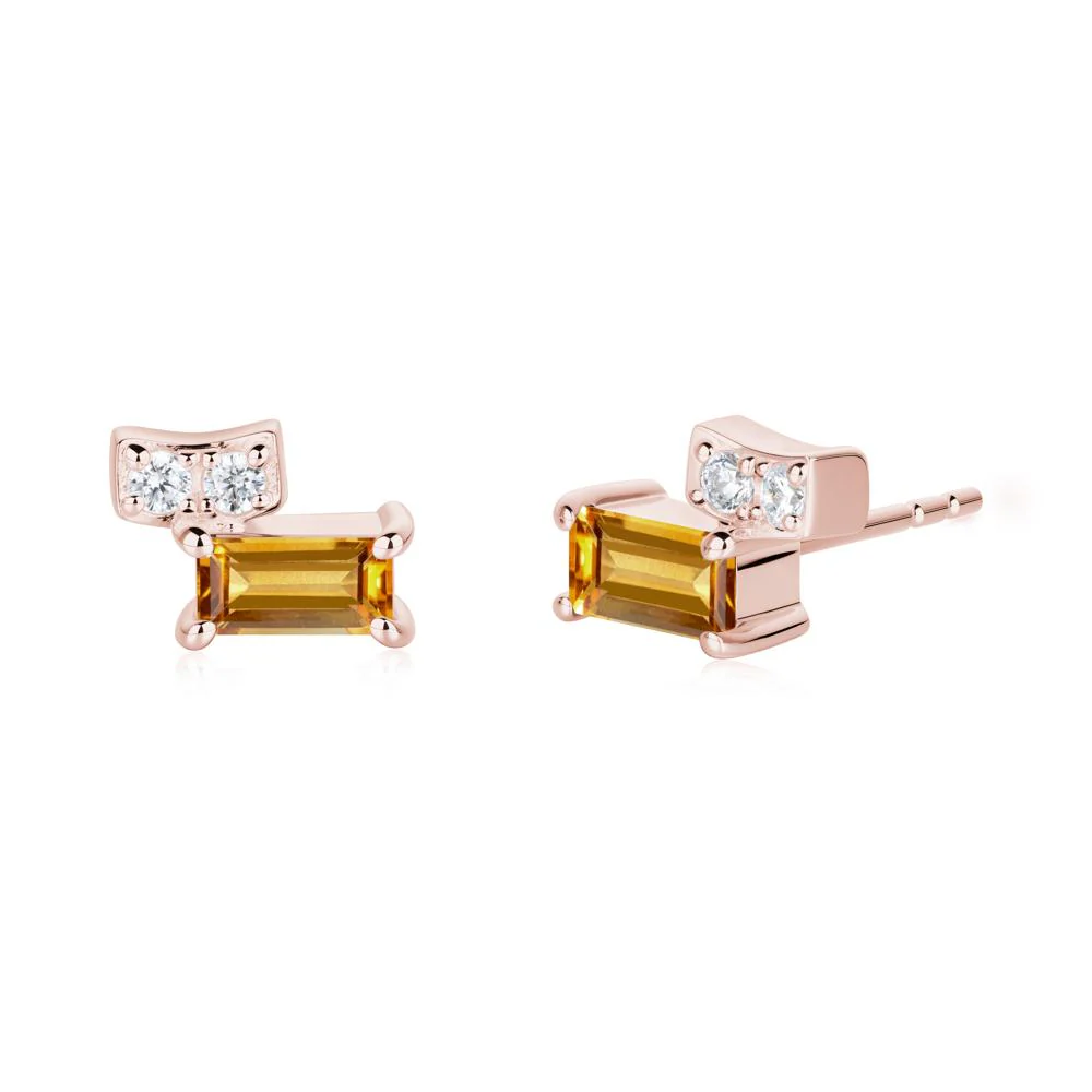 Horizon Tilted Baguette Citrine Earrings - Image 7