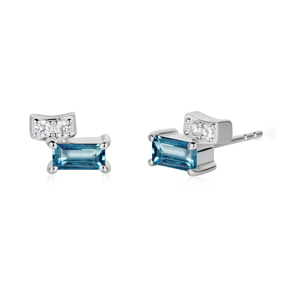 Horizon Tilted Baguette London Blue Topaz Earrings