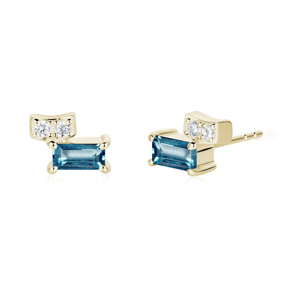 Horizon Tilted Baguette London Blue Topaz Earrings - Image 5