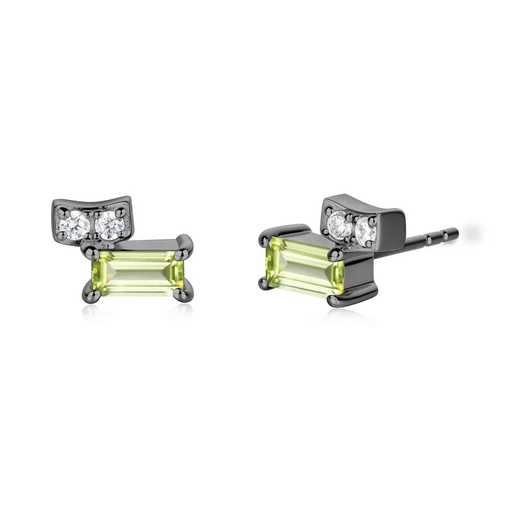 Horizon Tilted Baguette Peridot Earrings - Image 3