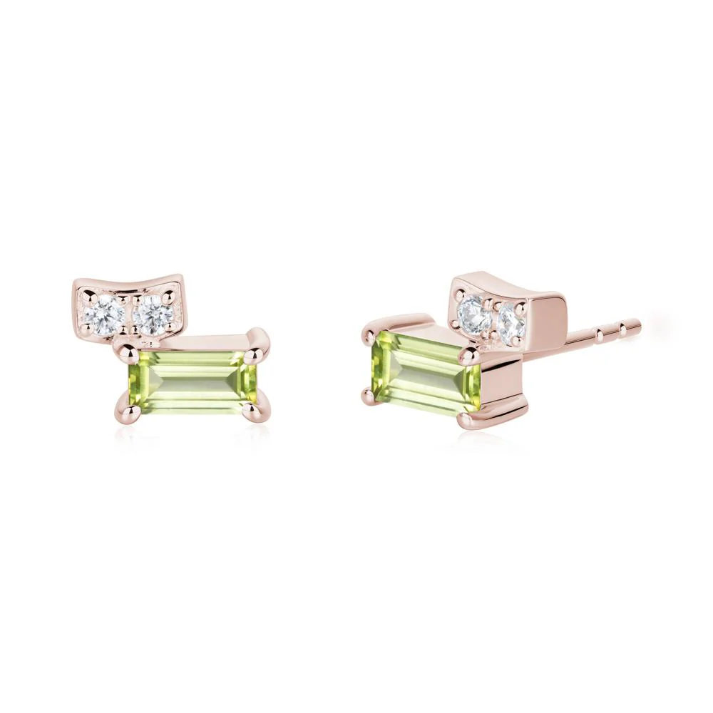 Horizon Tilted Baguette Peridot Earrings - Image 5