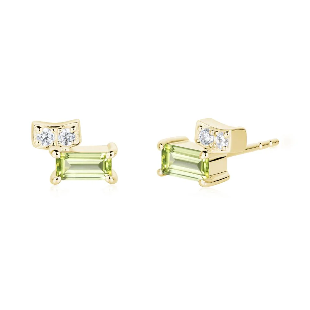Horizon Tilted Baguette Peridot Earrings - Image 7