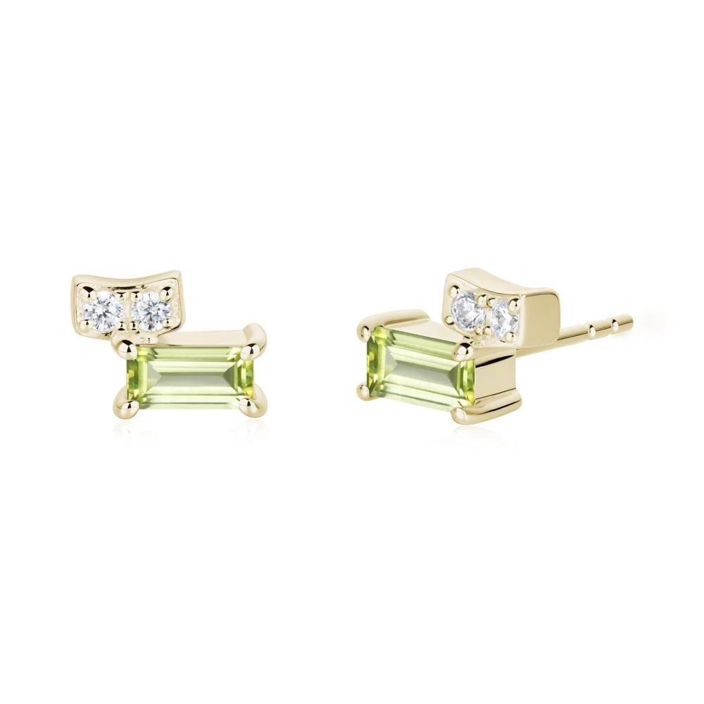 Horizon Tilted Baguette Peridot Earrings - Image 8