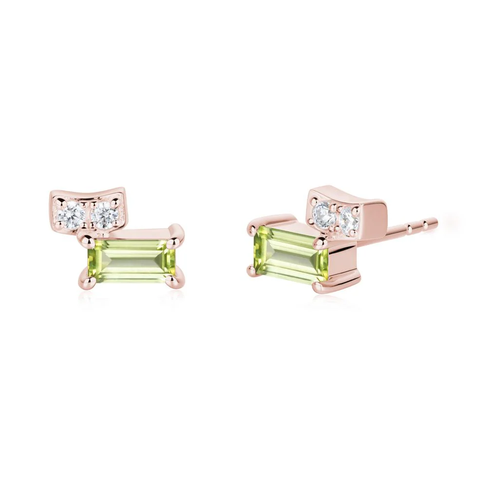 Horizon Tilted Baguette Peridot Earrings - Image 9