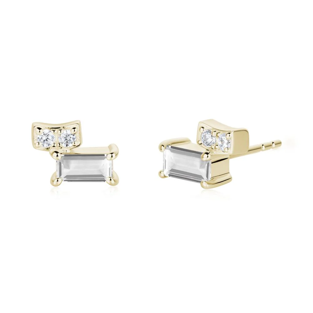 Horizon Tilted Baguette White Topaz Earrings - Image 8