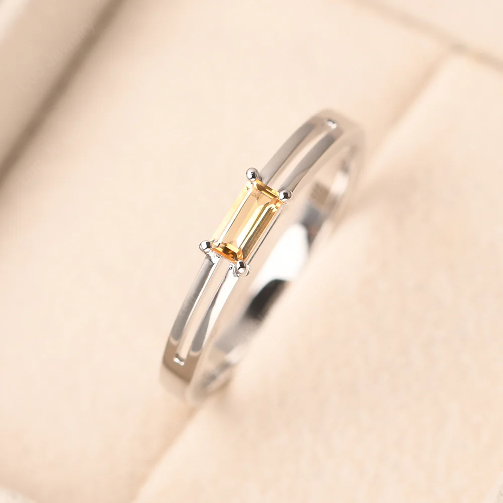 Citrine Split Shank Baguette Ring