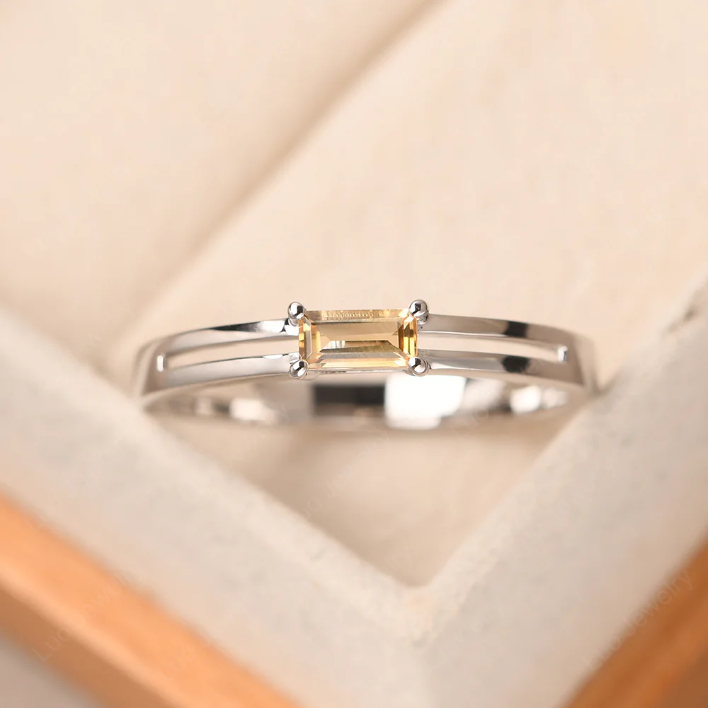 Citrine Split Shank Baguette Ring - Image 2