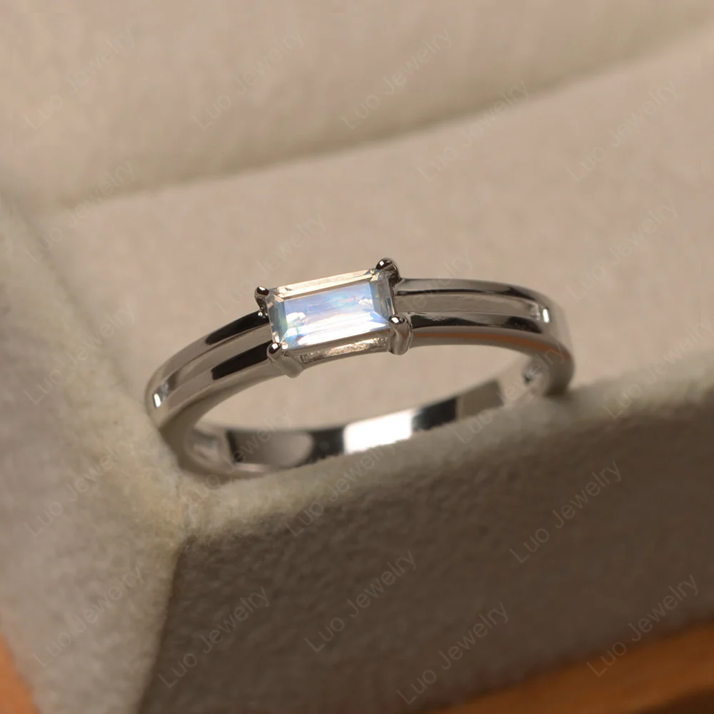 Moonstone Split Shank Baguette Ring - Image 2