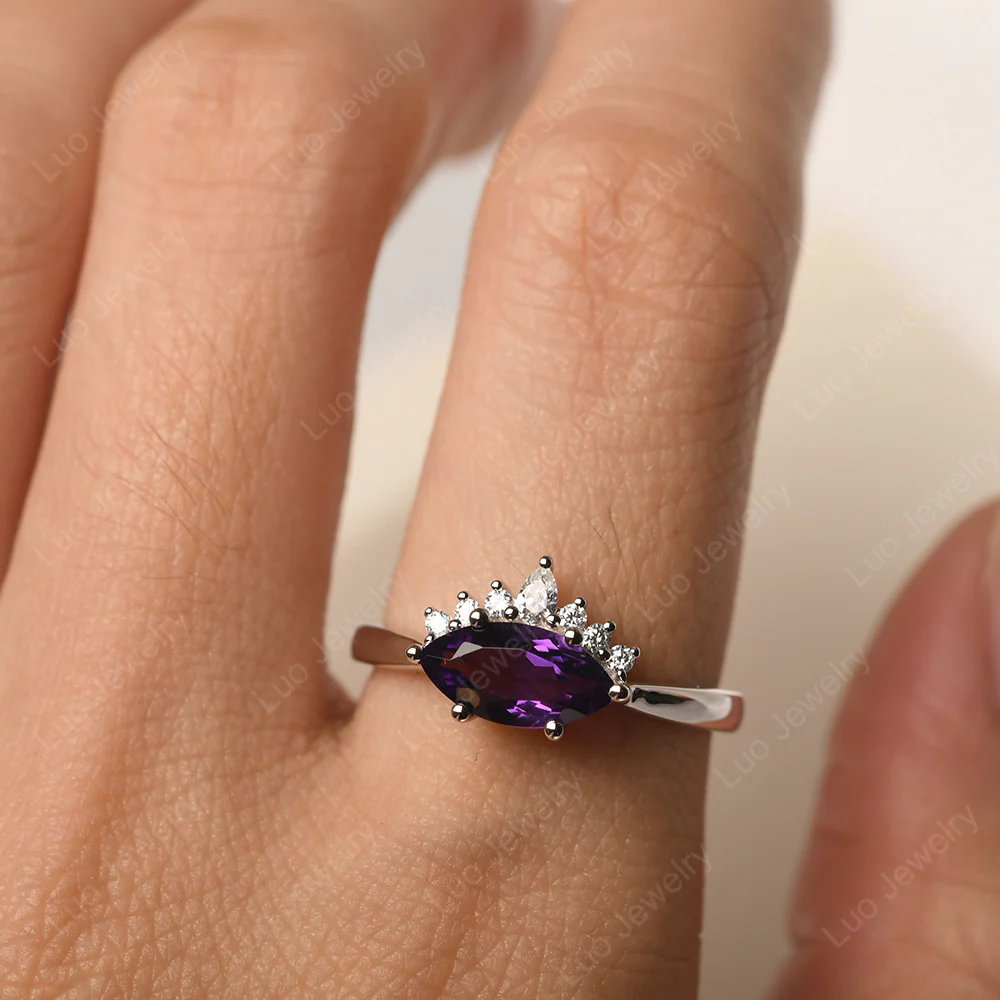 Horizontal Marquise Amethyst Ring - Image 5