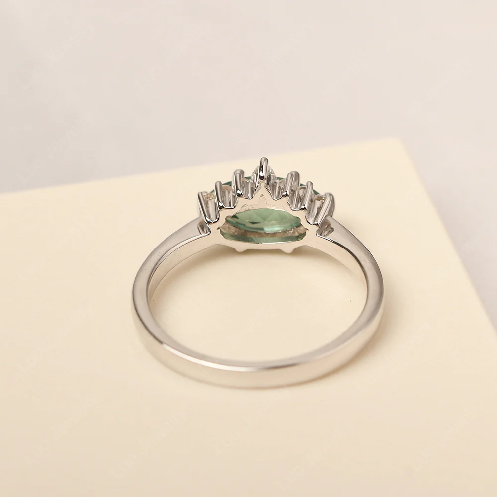 Horizontal Marquise Green Sapphire Ring - Image 3
