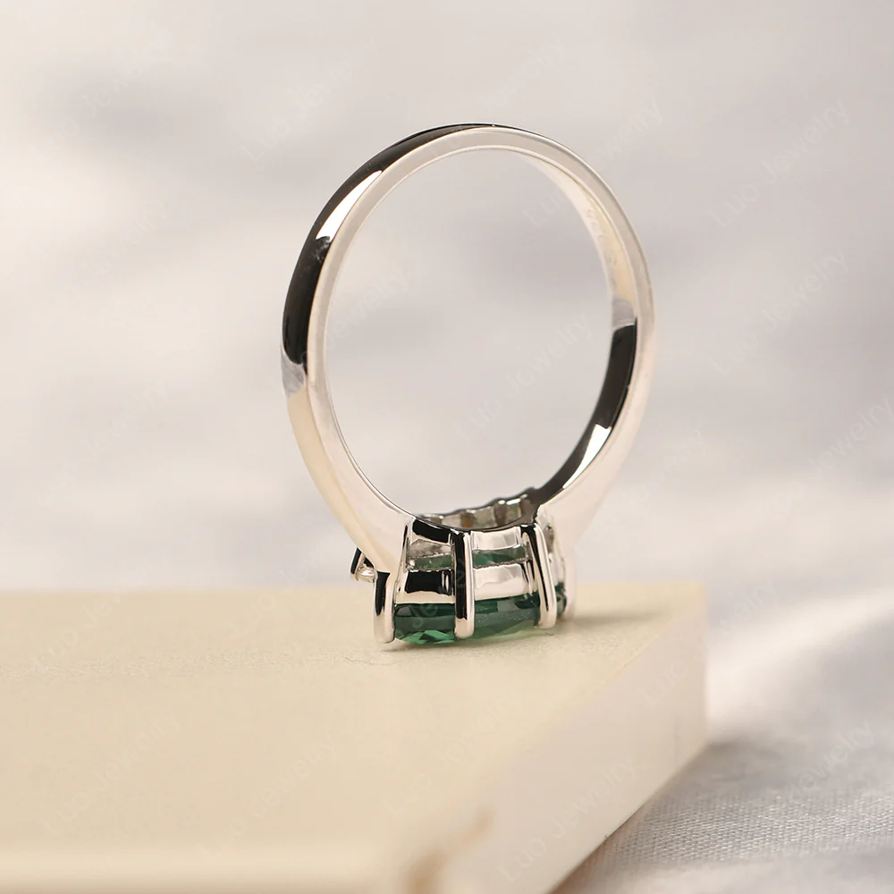 Horizontal Marquise Green Sapphire Ring - Image 4