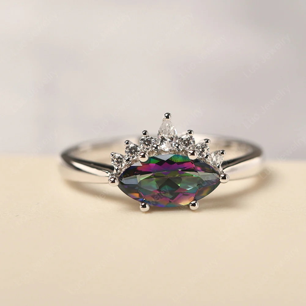 Horizontal Marquise Mystic Topaz Ring
