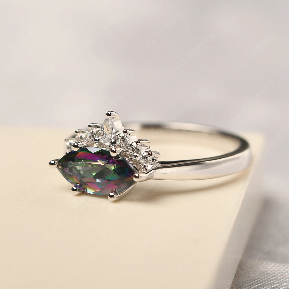 Horizontal Marquise Mystic Topaz Ring - Image 2