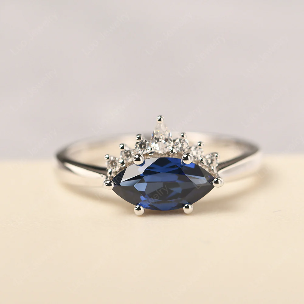 Horizontal Marquise Sapphire Ring