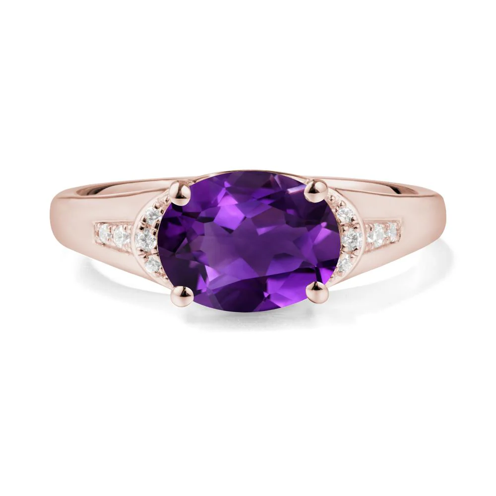 Horizontal Oval Amethyst Ring - Image 2