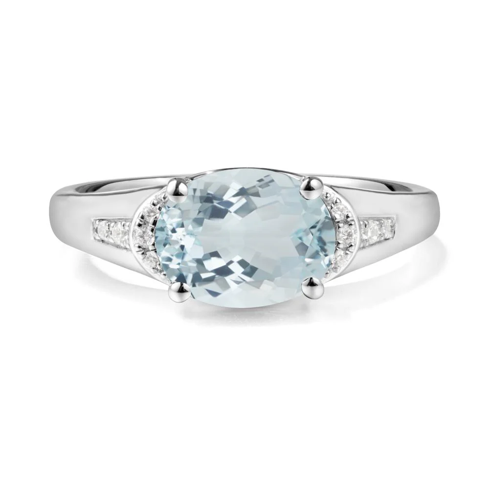 Horizontal Oval Aquamarine Ring - Image 3