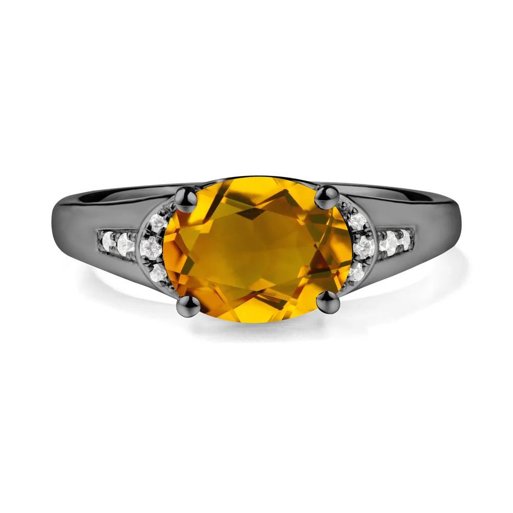 Horizontal  Oval Citrine Ring - Image 6