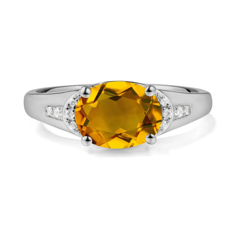 Horizontal  Oval Citrine Ring - Image 8