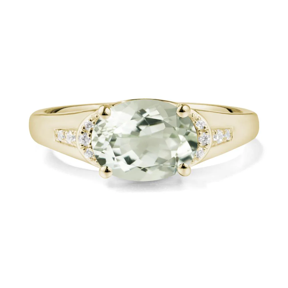 Horizontal Oval Green Amethyst Ring - Image 2
