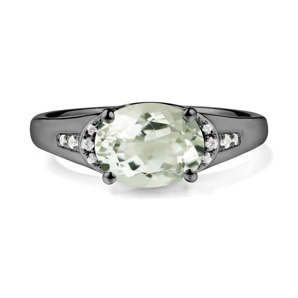 Horizontal Oval Green Amethyst Ring - Image 4