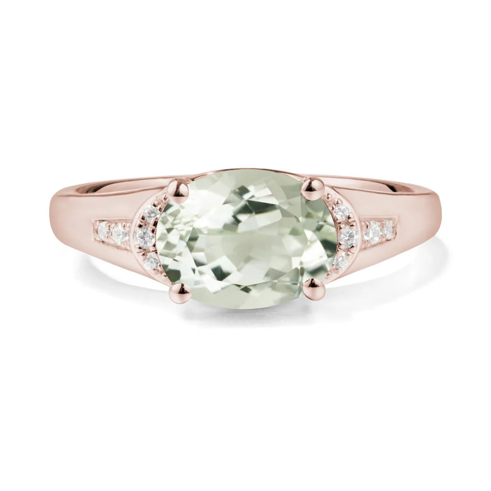 Horizontal Oval Green Amethyst Ring - Image 8