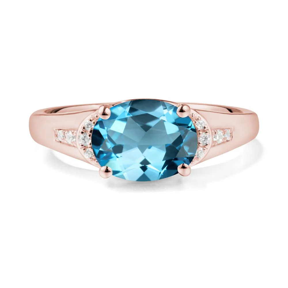 Horizontal  Oval Swiss Blue Topaz Ring - Image 8