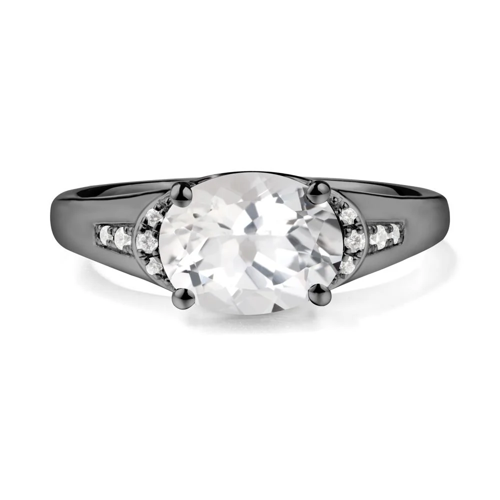 Horizontal  Oval White Topaz Ring - Image 6