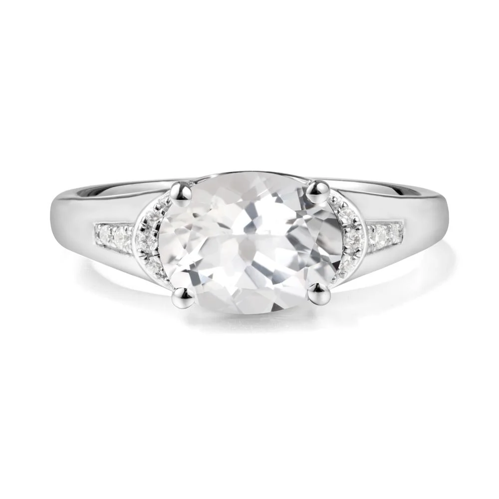Horizontal  Oval White Topaz Ring - Image 8