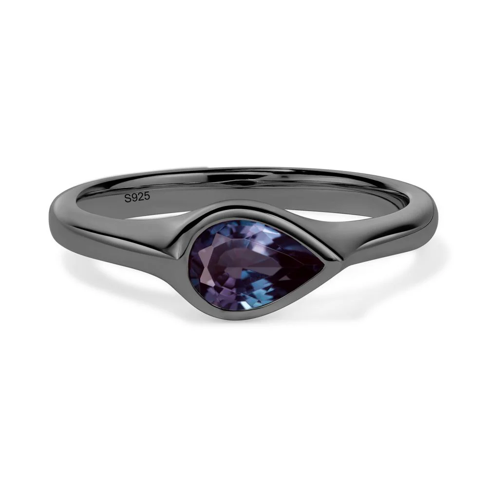 Horizontal Pear Alexandrite Engagement Ring