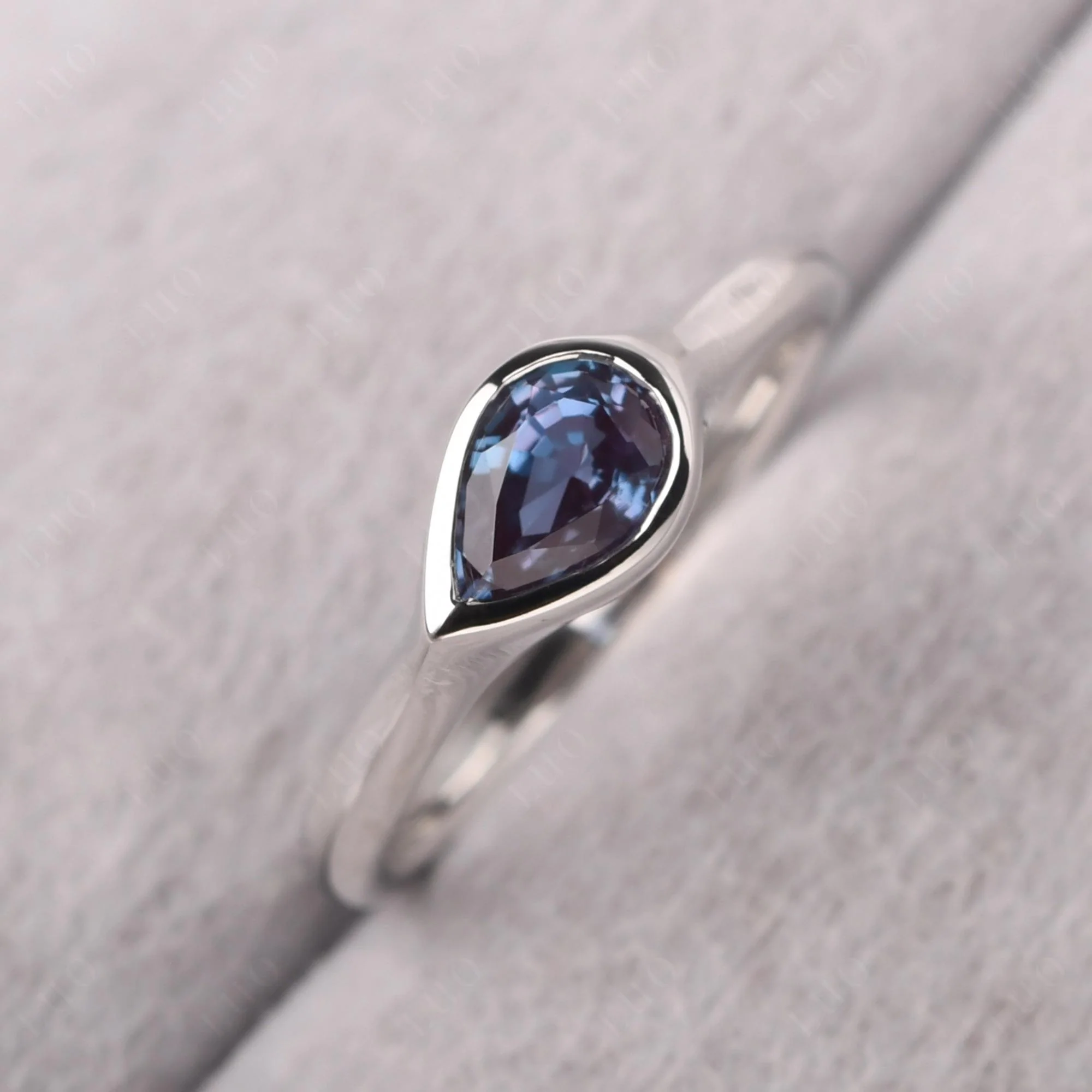 Horizontal Pear Alexandrite Engagement Ring - Image 10
