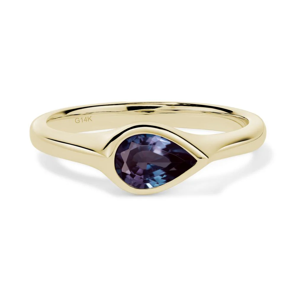 Horizontal Pear Alexandrite Engagement Ring - Image 4