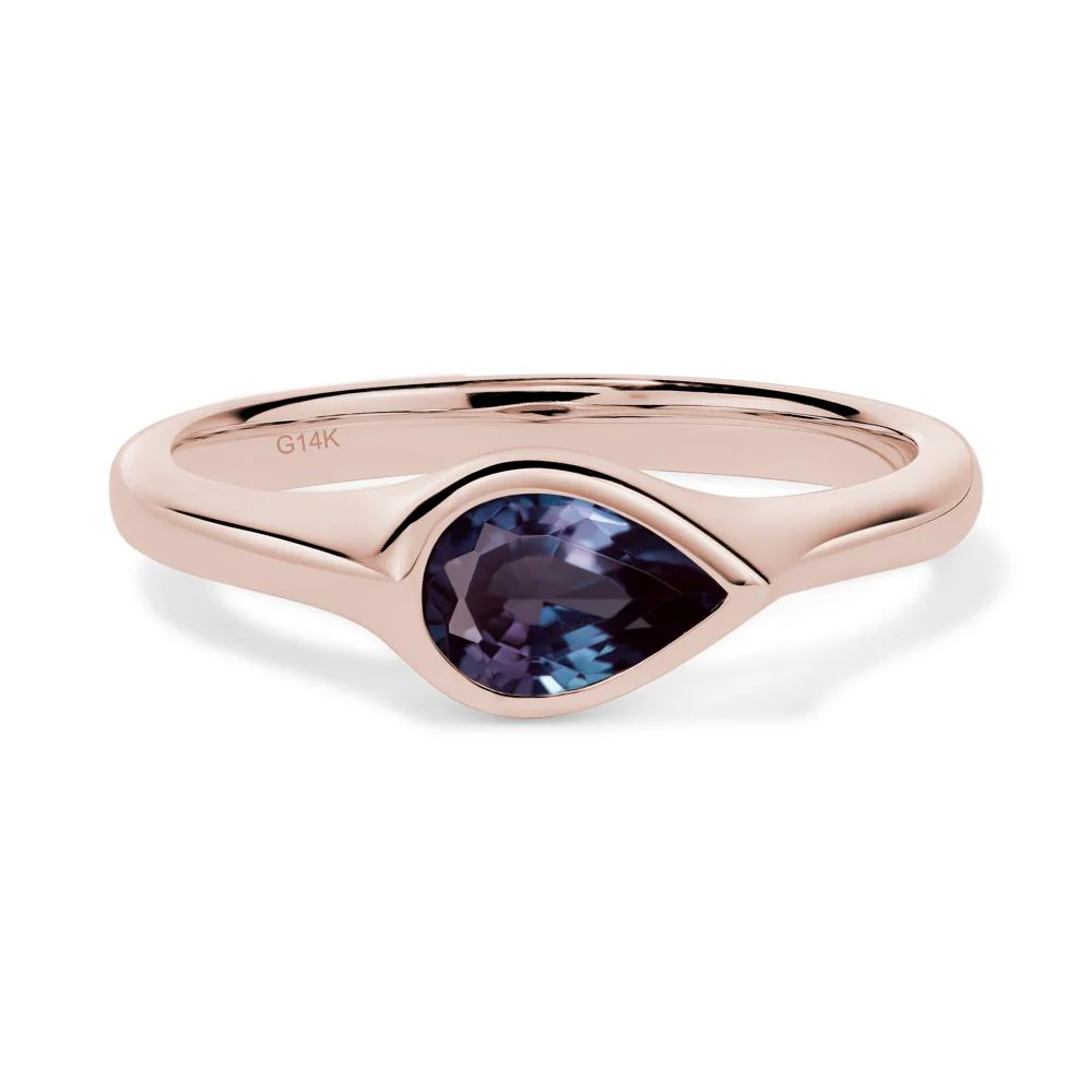 Horizontal Pear Alexandrite Engagement Ring - Image 5