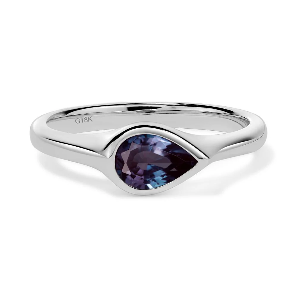 Horizontal Pear Alexandrite Engagement Ring - Image 7