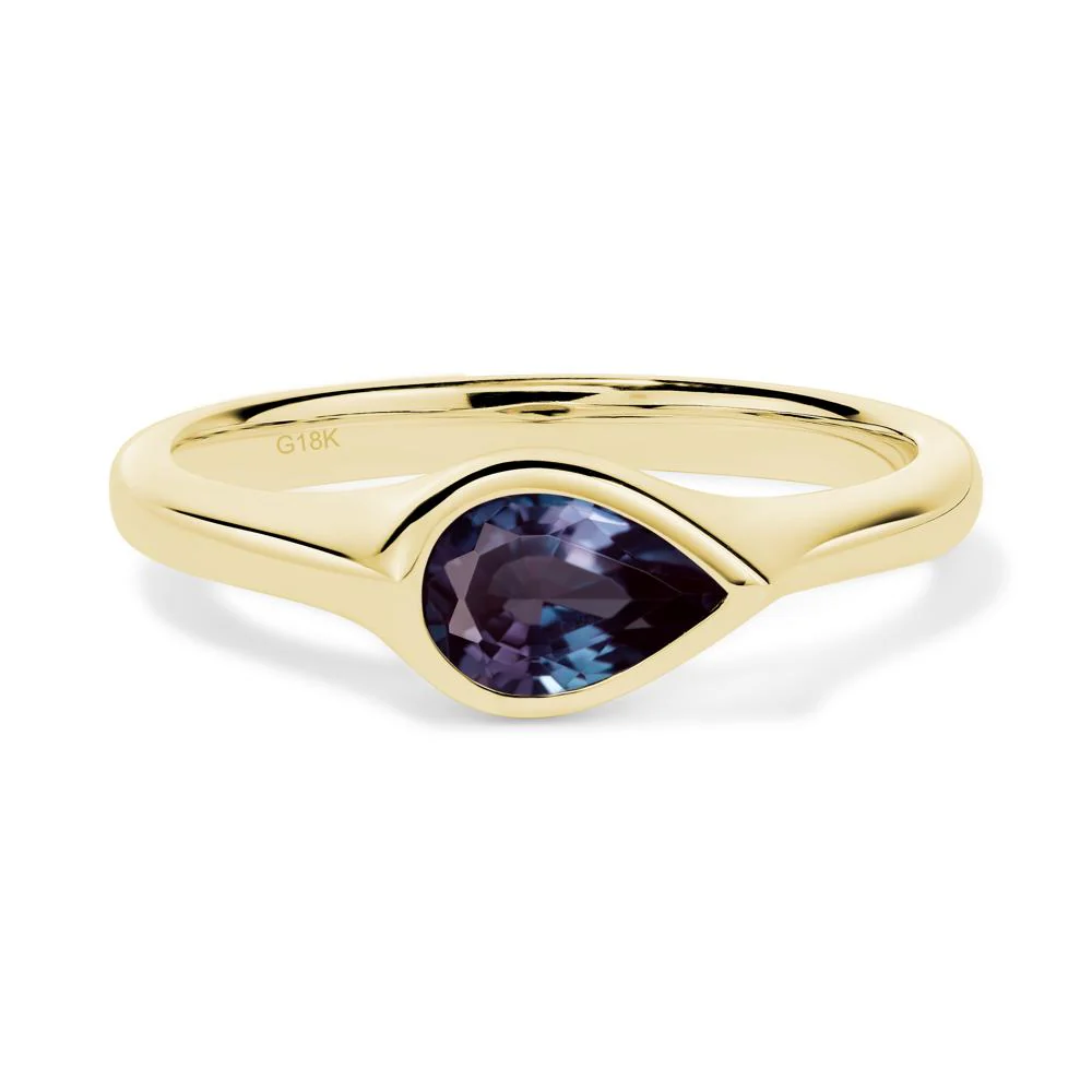 Horizontal Pear Alexandrite Engagement Ring - Image 8