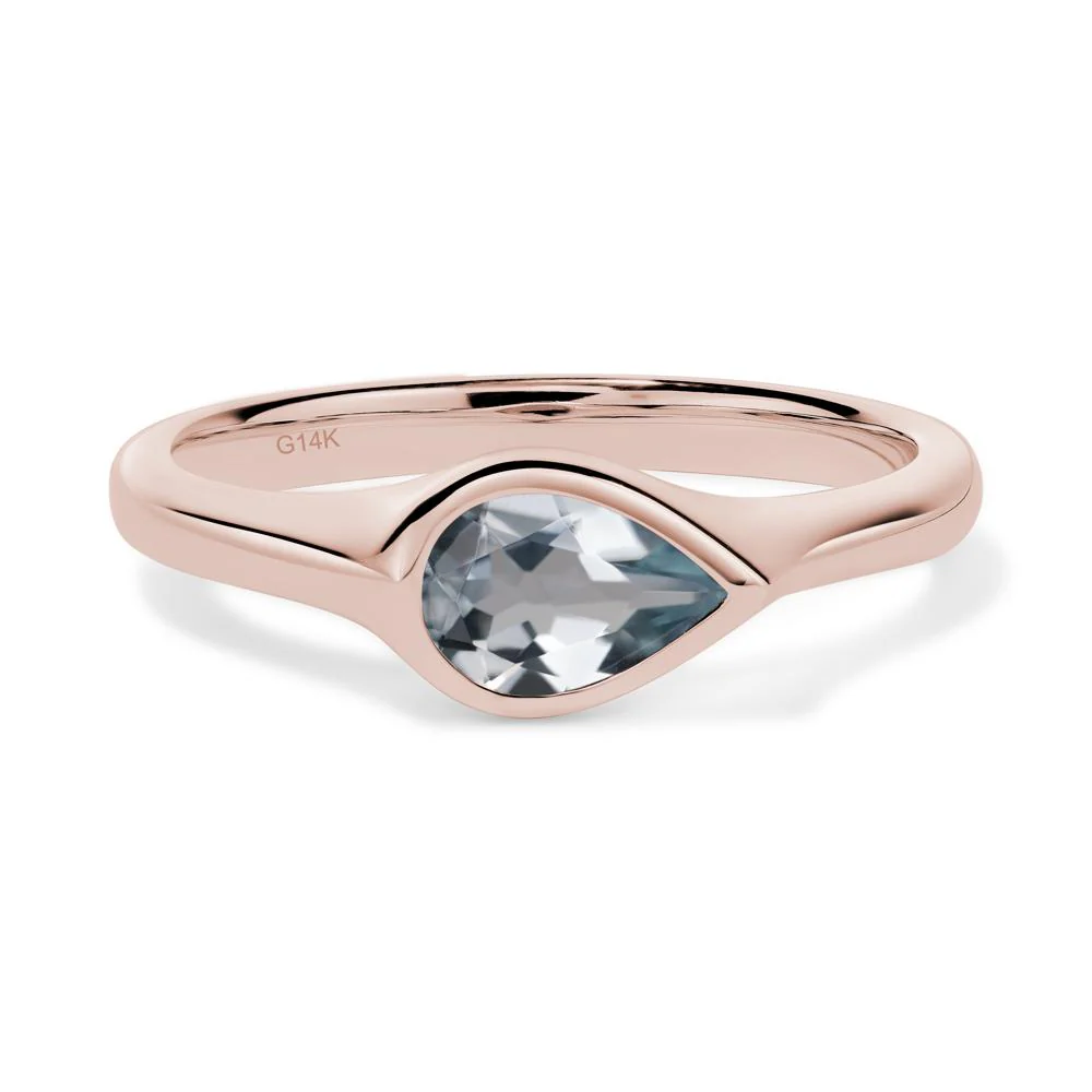 Aquamarine Bezel Pear Ring