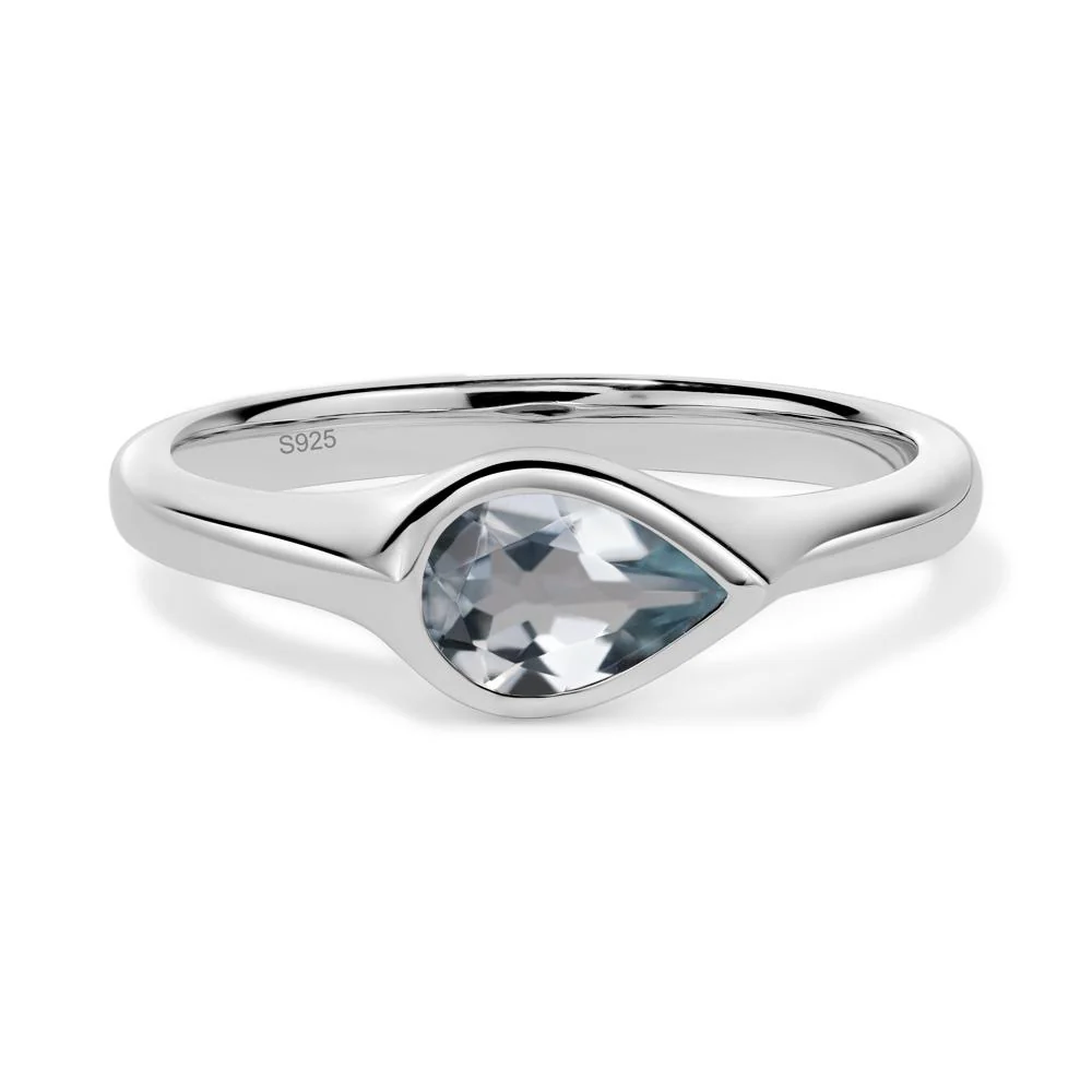 Aquamarine Bezel Pear Ring - Image 2