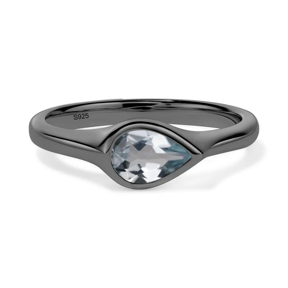 Aquamarine Bezel Pear Ring - Image 3