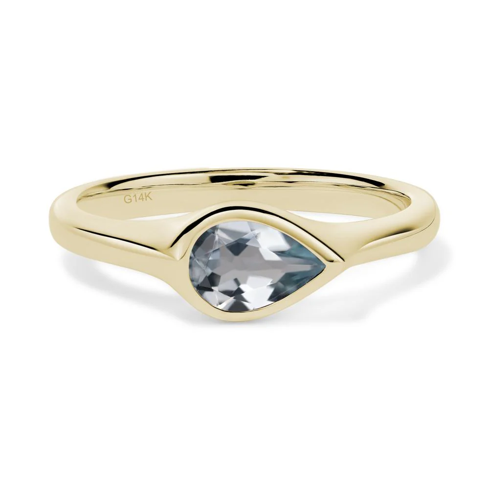 Aquamarine Bezel Pear Ring - Image 5