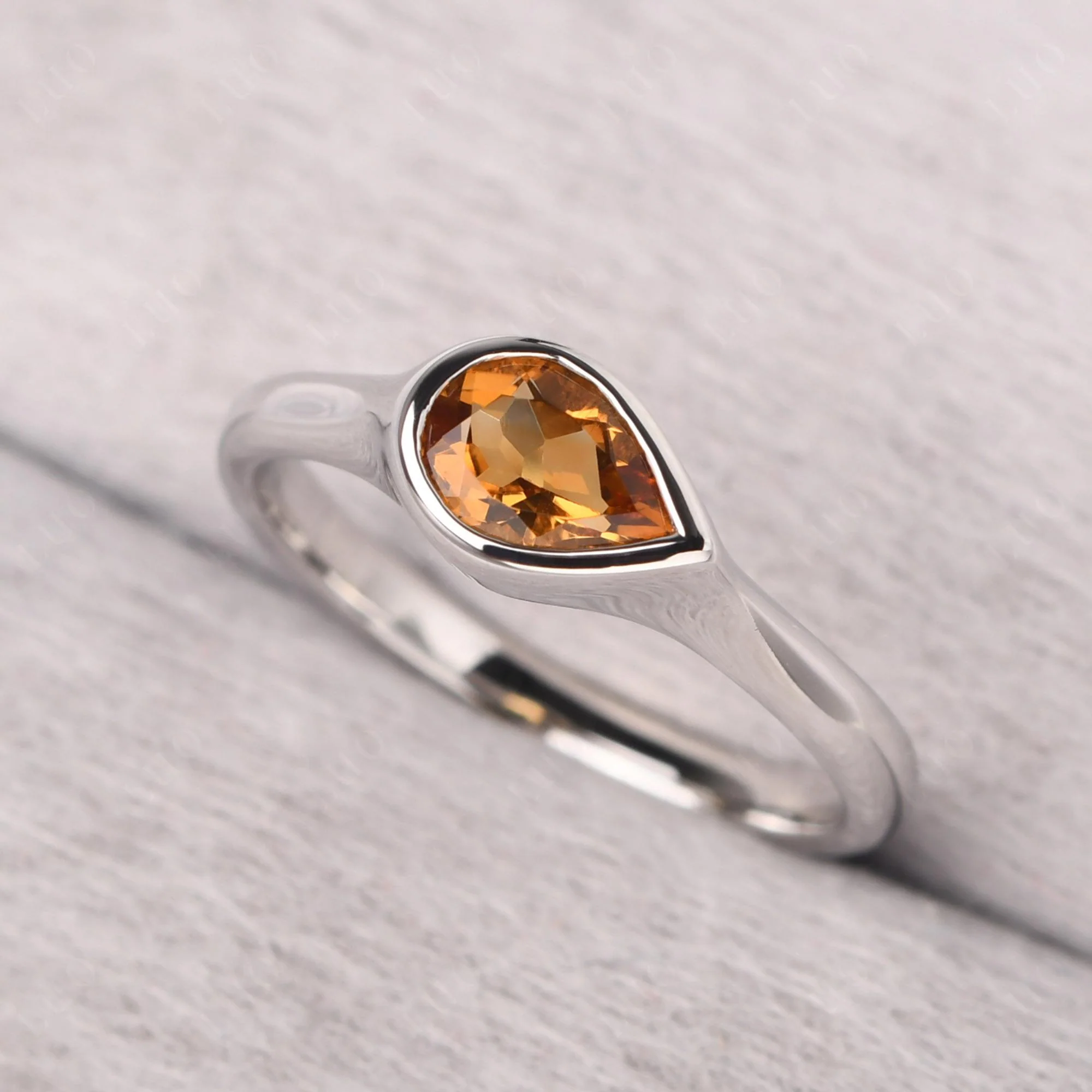 Horizontal Pear Citrine Engagement Ring - Image 10